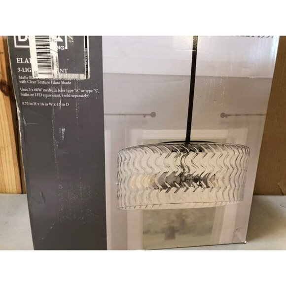 Elara 3-Light Matte Black and Brushed Nickel Pendant Light with Clear Glass - Picture 5 of 5